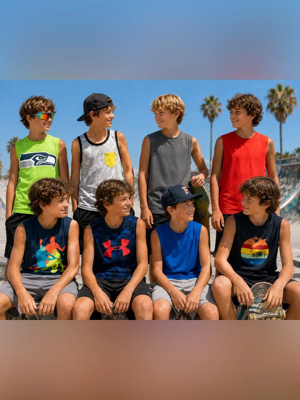 Boys Tank Top Bundle 8Pc Under Armour NFL Athletic Back to School Youth Size 6/7